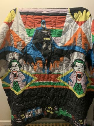 Vintage 80s Batman & Joker Bedspread Comforter,  Dc Comics ©1989 Tapestry Twin