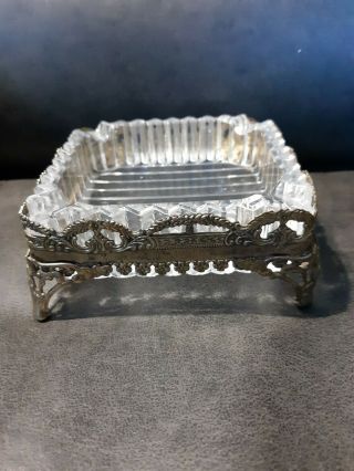 Vintage Crystall Ashtray With Metal Stand