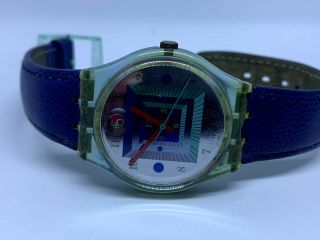 Vintage 1980’s Swatch Watch With Leather Strap
