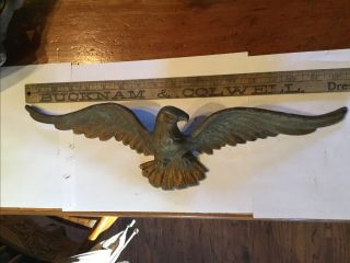Vintage Cast Alum.  Iron Eagle Figural Wall Plaque 17 Inches Wide