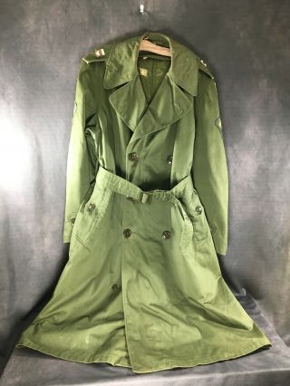 Ww2 Us Army Officers Double Breasted Overcoat Long Coat W Patches Wwii