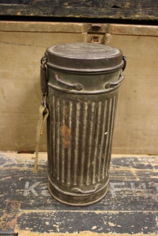 WW2 German Wehrmacht Gas Mask Cannister Container Box 1940 Winter Camo 2