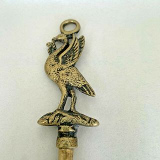 Early English Brass Toasting Fork With Stork Or Crane Handle