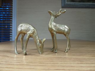 Vintage Set Of 2 Brass Deer Buck Doe Figurines