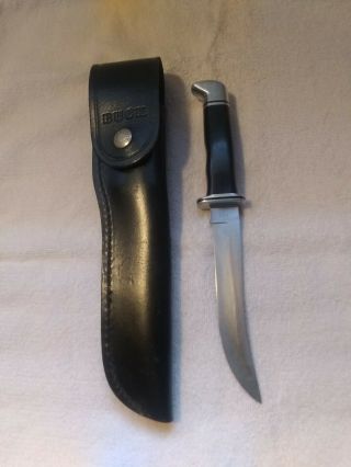 Vintage Buck Knife 121 In Sheath With Belt Carry Loop And Snap Closure