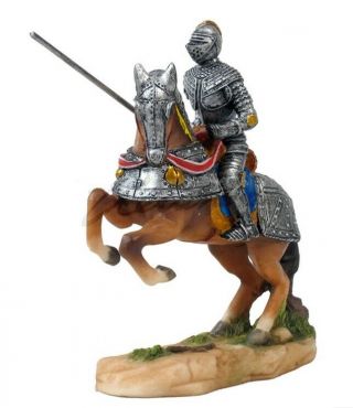 Armored Knight Jousting On Horse Statue Medieval Times Knight With Lance