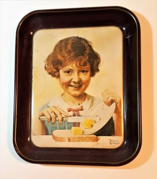 Vintage Norman Rockwell " The Butter Girl " 1 Limited - Edition Metal Tray (1975)