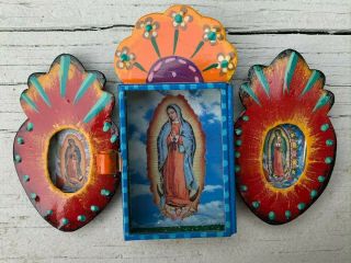 Triple Bendiciones Mexican Nicho 5.  5x3.  5x0.  5 Virgen De Guadalupe Virgin Mary N58