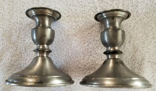 (2) Leonard Decorative Pewter Weighted Candle Holders 4 1/2  Bolivia "