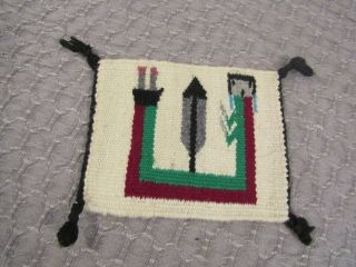 Small Native American Wool Rug Wall Hanging 7 " X 5.  5 " Yeti