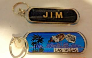 Personalized Jim Souvenir Novelty Las Vegas Keychain,  Bonus Postcard