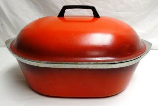 Vintage Club Aluminum 10 Qt 18.  5” Red Roasting Pan With Lid