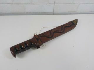 Ww2 Era Trench Art Knife Theater Made Dated 1942 Lepage In Wood Sheath
