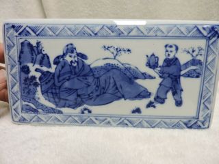 Antique Chinese Porcelain Trinket Box Man And Servant