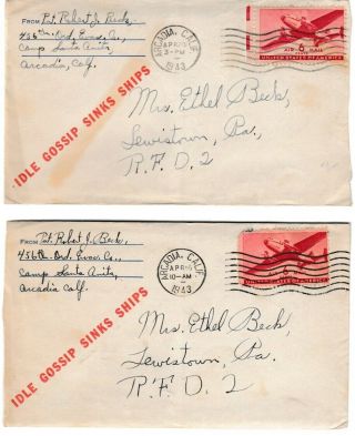 300,  Vmails Soldier Letters Pvt Robert Beck Pa Gi 1943 - 1945 Ca Training & Eto