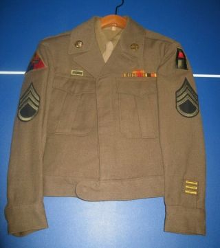 Wwii Us Army 9th Armored Division Uniform.  Double Patched With Ribbons