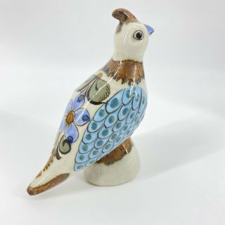 Tonala Mexico Pottery Bird Hand Painted Turquoise Ke Ken Kedwards