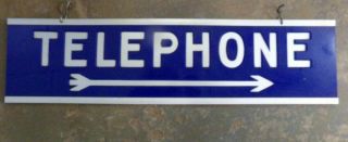 Vintage Telephone Double Sided Plastic & Metal Sign 19 3/8 " X 5 "