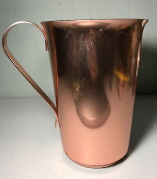 Color Craft Vintage Aluminum Pitcher 7 3/4 Inches Pink Copper Color