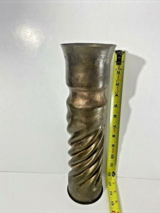 Trench Art Vase Metal Bullet Shell Art 75 Dec Pdds 601l 17s Sculpture Soldier