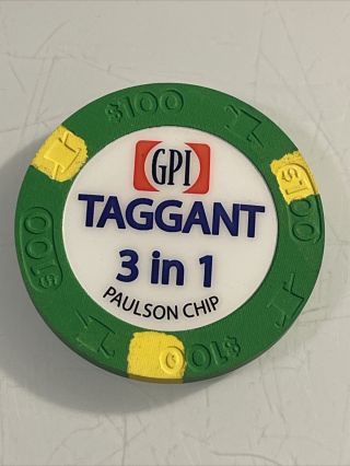 Gpi Paulson $100 Ncv Manufacturers Sample Casino Chip 3.  99