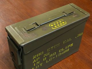 Vintage 50s US Army M19A1 Cal.  30 8 Rd Clips Ammunition Box Ammo Can Garand 2