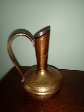Vintage Hammered Copper Pitcher Vase Jug 5 1/2 