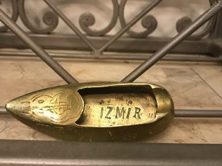 Vintage Solid Etched Brass Metal Mini Shoe Ashtray Izmir