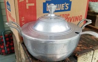 Vintage Wilton Rwp Armetale Pewter Soup Tureen With Ladle Set