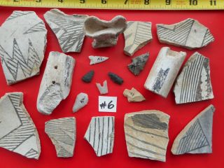 Anasazi Items - Pre 1600 B/w Shards - Ladle Parts Small Arrowheads 6.