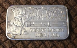Vintage 1974 La County Fair Silver Art Bar 1 Troy Oz 999 Los Angeles Ca S/n 1518