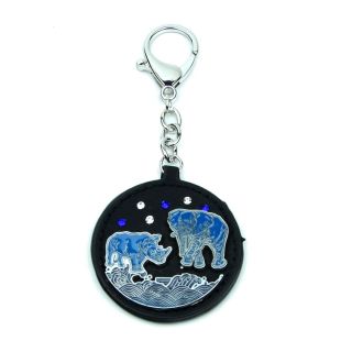 Feng Shui Blue Rhino Elephant Amulet Anti Burglary Keychain