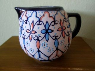 Francisco Javier Servin Ceramica Polychrome Pottery 8 Oz Creamer Mexico Cobalt