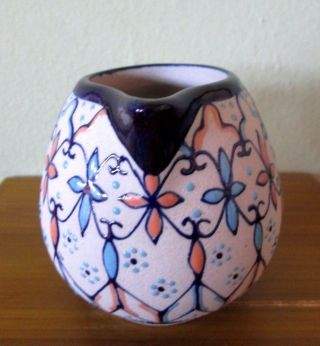 Francisco Javier Servin Ceramica Polychrome Pottery 8 oz creamer Mexico Cobalt 3