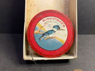 Vintage Kingfisher Brand Fishing Line Spool No.  6,  18 Lb.  Test,  With Half Box