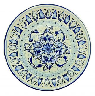 Talavera Pottery Plate,  Hand Made In Puebla Mexico,  10 " Traditional Blue
