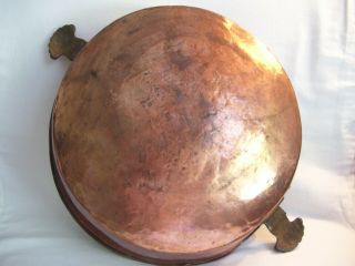 Antique Copper Hand Hammered? Tin - Lined Pot W/brass Handles W/beautiful Patina