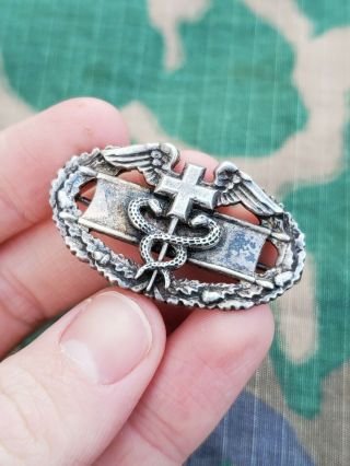 Wwii Us Army Combat Medic 2 Piece Sterling Silver Badge Pin Ns Meyer