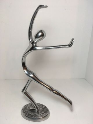 Silver Metal Gymnast Figurine Statue Ballerina Ballet Dancer 12.  5”