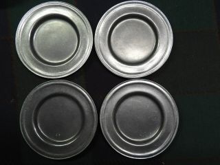 Set Of Four - Carson Pewter - 8 Inch Plates - Salad - Freeport Pa - Vintage Exc.