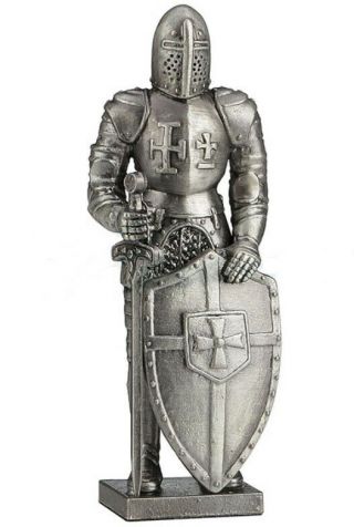 4.  5 " Knight With Sword & Shield Statue Medieval Times Middle Ages