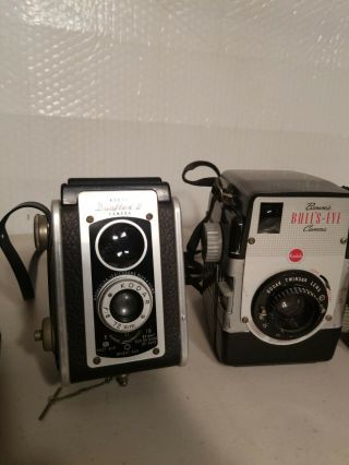 5 Kodak Vintage Cameras - Brownie - bulls eye - Duaflex - Hawkeye 3