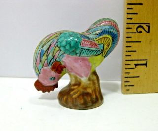 Vintage Mid Century Chinese Export Famille Verte Miniature Rooster Figurine