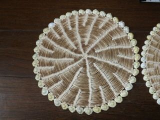 Set Of 6 Vintage Hand Woven Pandan and Sigay Sea Shell Placemats SHIPS 2