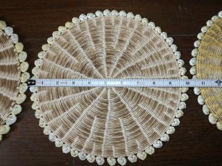 Set Of 6 Vintage Hand Woven Pandan and Sigay Sea Shell Placemats SHIPS 3