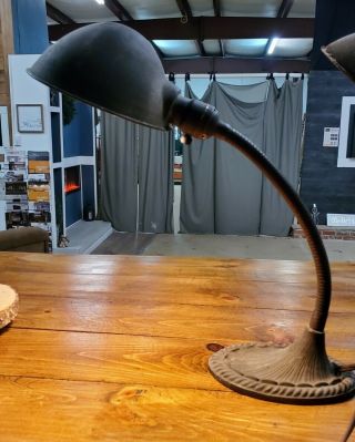 Vintage Eagle Brand Industrial Gooseneck Cast Iron Desk Lamp