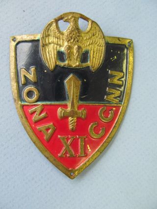 Ww2 Italian Black Shirts Zona Xi Uniform Arm Shield Brass