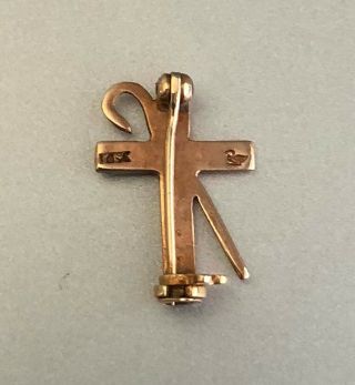 Antique 10k 10 Karat Solid Rose Gold Seed Pearl Jerusalem Cross Pin Wear or Scra 2