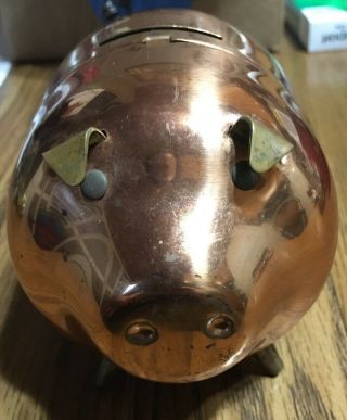 Vintage Signed Copper Craft Guild Copper/brass Piggy Bank Curled Ears/tail