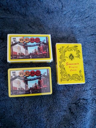 Vintage Souvenir Of Reno - Plastic Coated Playing Cards - 2 Decks